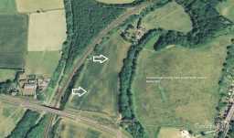 Crop mark of a potential Roman road to the south of Relley's Mill. NZ 255 417. c GoogleEarth 6/2209.